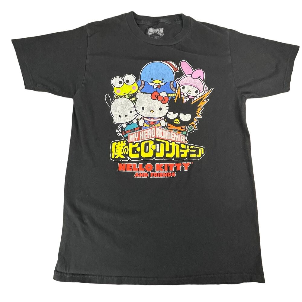 My Hero Academia X Hello Kitty and Friends T Shirt sz SM Sanria Graphic Tee Blk